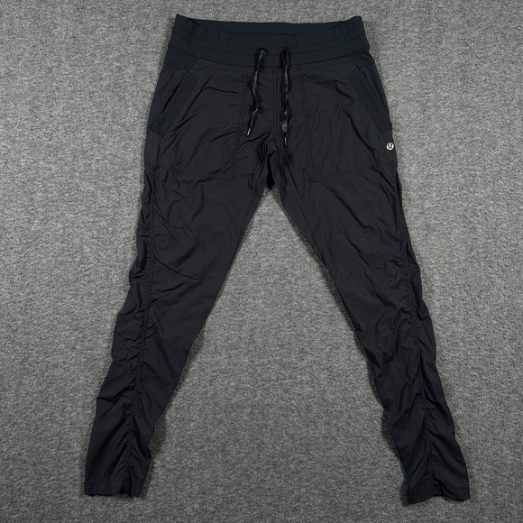 Lululemon Pants - Lululemon Dance Studio Pants Womens 6 Black Charcoal Striped Mid Rise Ruched